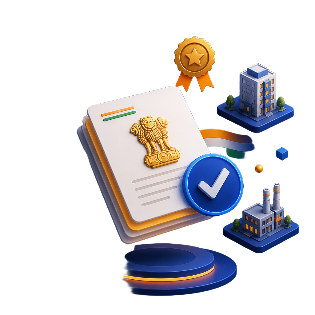Government tender documents with official seal and verification badge